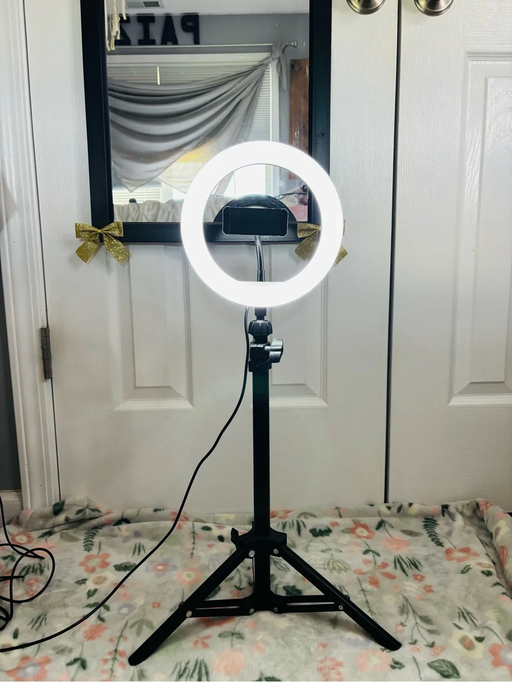 LED Ring Light with Phone Mount on Tripod - Black